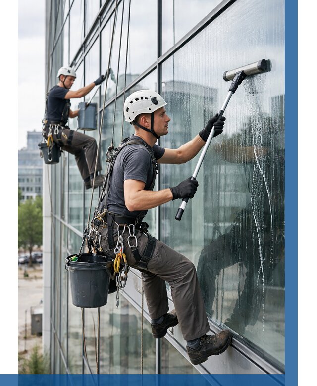 Мойка витражей альпинистами в Новоуральске от 715 р. под ключ|ВЫСОТНИК-Нву