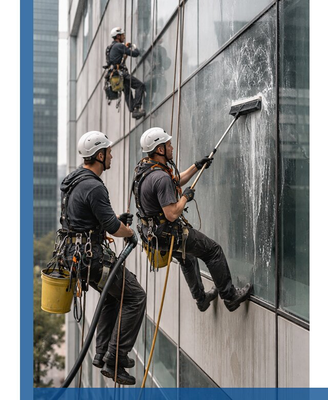 Профессиональная высотная мойка фасадов зданий в Новоуральске