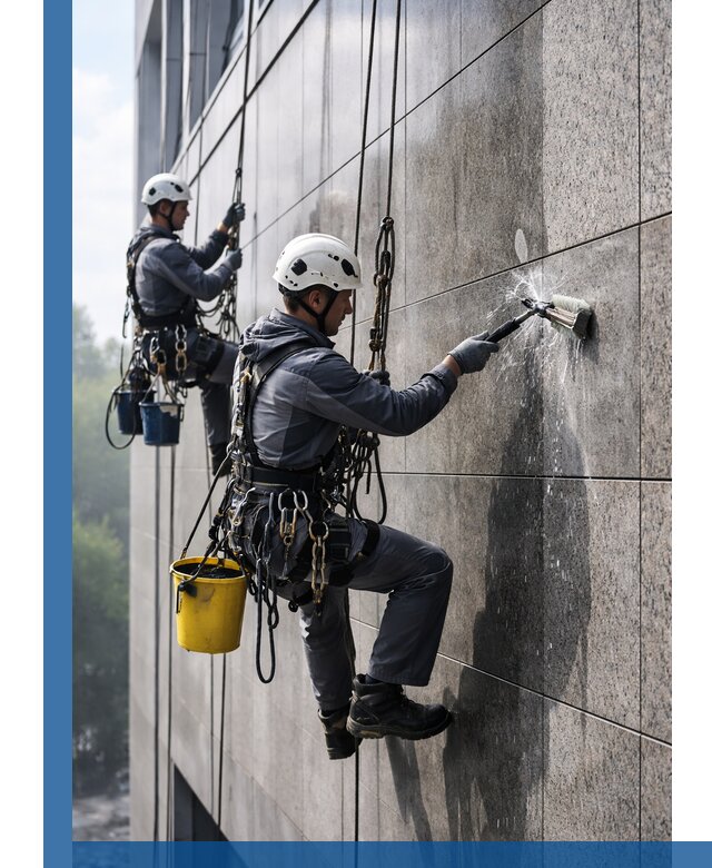 Профессиональная мойка фасада из керамогранита в Новоуральске