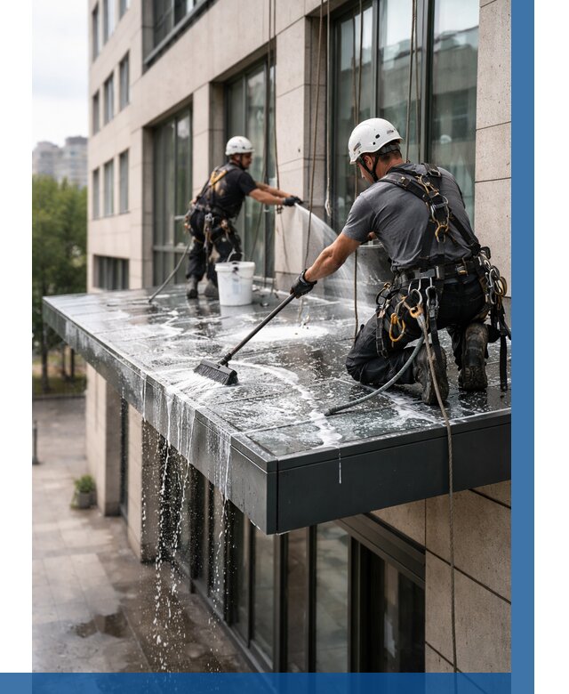 Мойка козырьков и навесов в Новоуральске от 3573 р. | ВЫСОТНИК-Нву