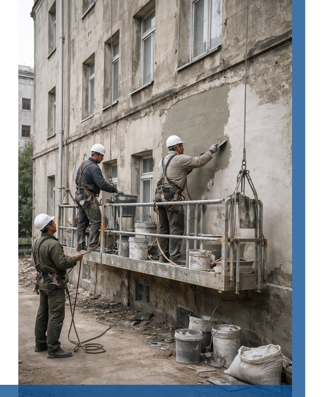 Капитальный ремонт фасада в Новоуральске от 4287 р. | ВЫСОТНИК-Нву