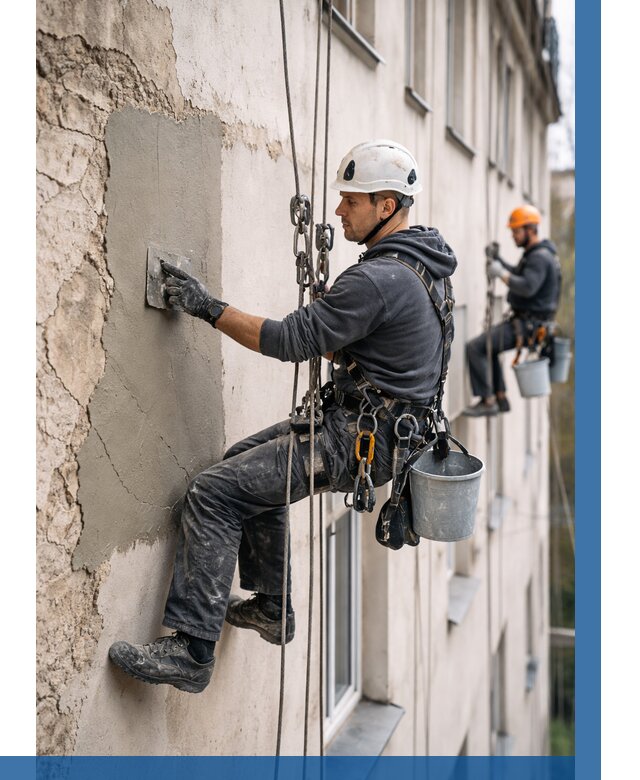 Восстановление штукатурки фасада в Новоуральске от 1225 р. | ВЫСОТНИК-Нву