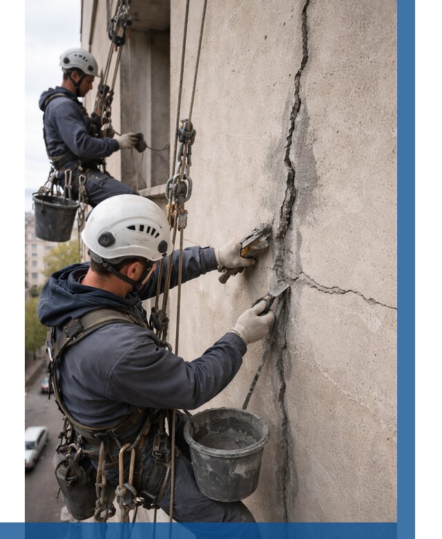 Заделка трещин на фасаде в Новоуральске от 919 р. | ВЫСОТНИК-Нву