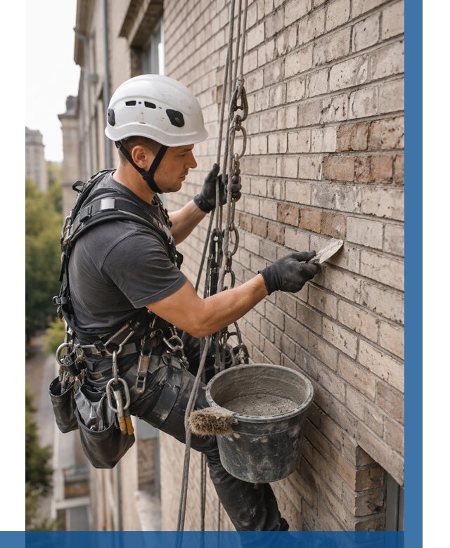 Ремонт кирпичной кладки фасада в Новоуральске от 1837 р. | ВЫСОТНИК-Нву