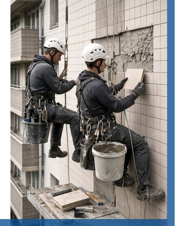 Ремонт облицовки фасада плиткой в Новоуральске от 1837 р. | ВЫСОТНИК-Нву