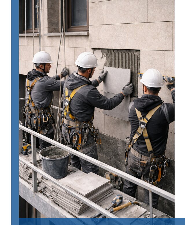 Ремонт облицовки фасада плиткой в Новоуральске с гарантией