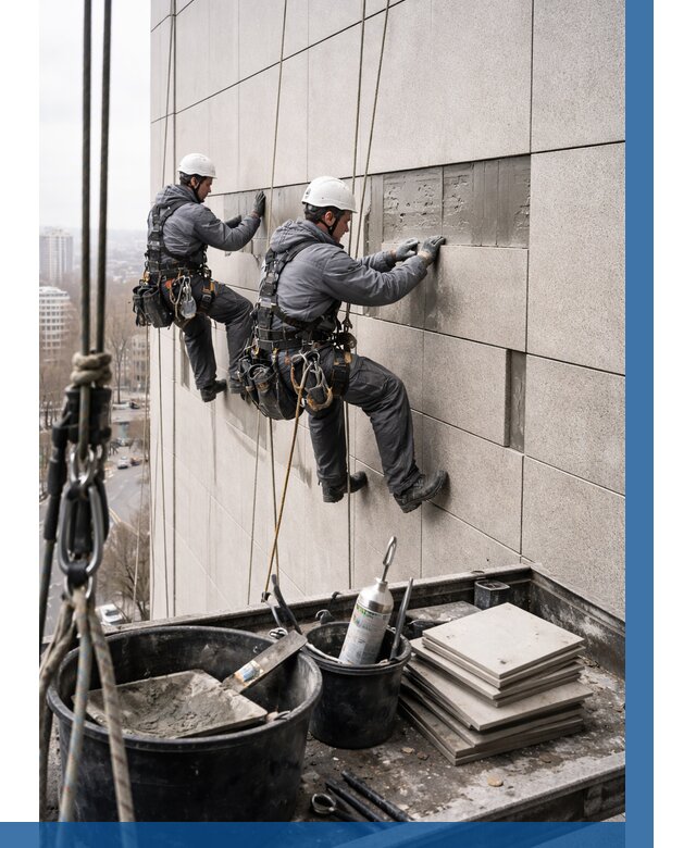 Ремонт фасада из керамогранита в Новоуральске от 2552 р. | ВЫСОТНИК-Нву