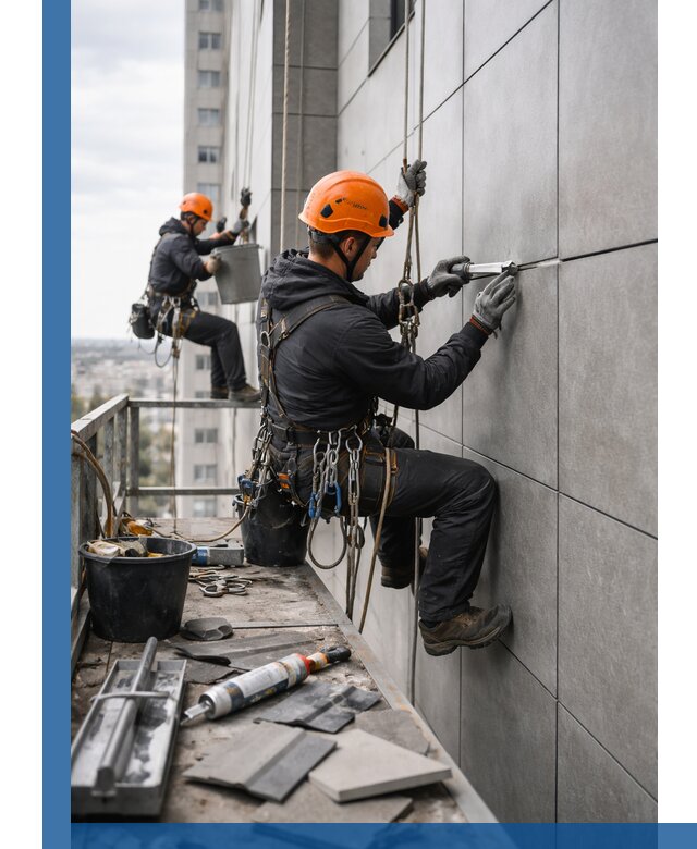 Профессиональный ремонт фасада из керамогранита в Новоуральске