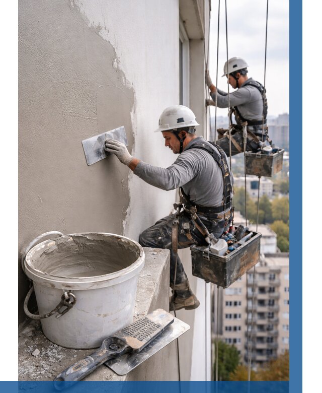 Шпаклевка фасада на высоте в Новоуральске от 715 р. | ВЫСОТНИК-Нву