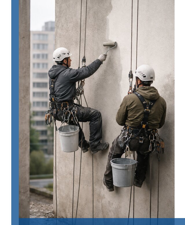 Покраска фасадов высотными альпинистами в Новоуральске с гарантией