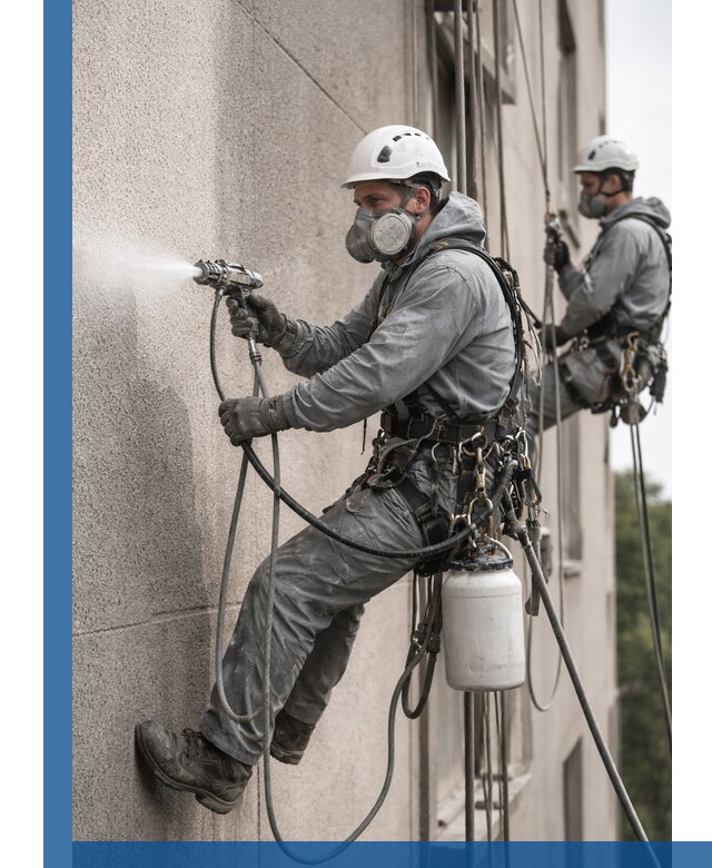 Безвоздушная покраска фасадов зданий в Новоуральске профессионально