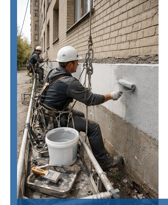 Окраска цоколя здания в Новоуральске профессионально и надежно