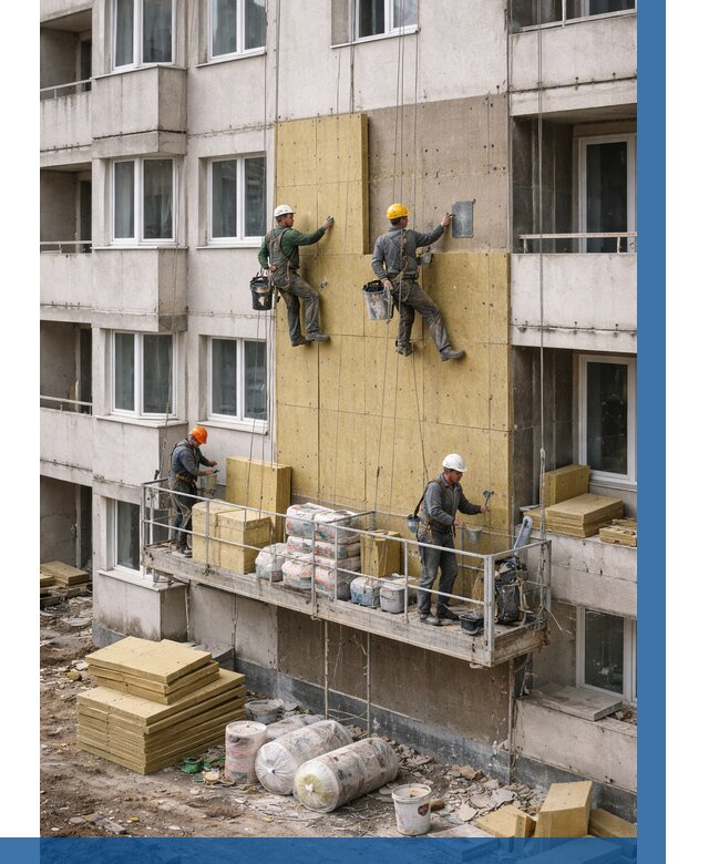 Утепление фасада минватой в Новоуральске от 1531 р. | ВЫСОТНИК-Нву