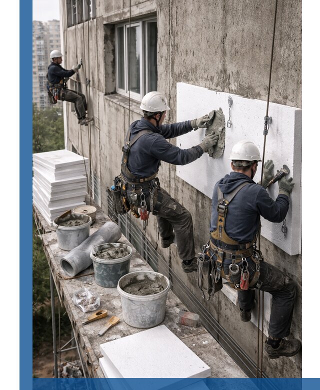 Утепление фасада пенополистиролом в Новоуральске под ключ