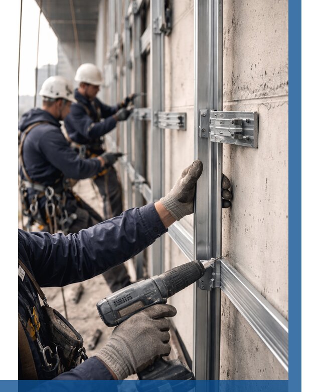 Монтаж подсистемы вентфасада в Новоуральске от 868 р. | ВЫСОТНИК-Нву