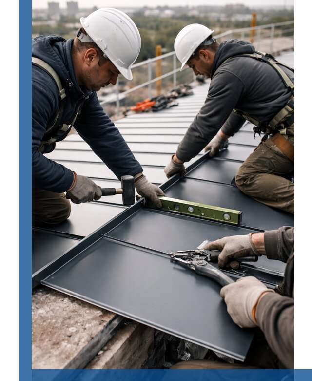 Монтаж фальцевой кровли в Новоуральске для промышленных зданий