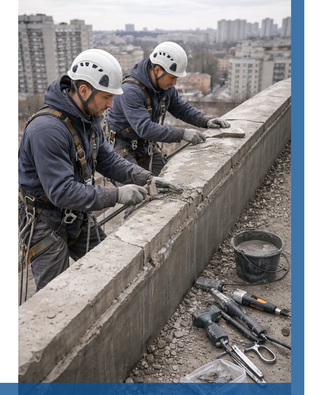 Ремонт парапета на кровле в Новоуральске от 1531 р. | ВЫСОТНИК-Нву