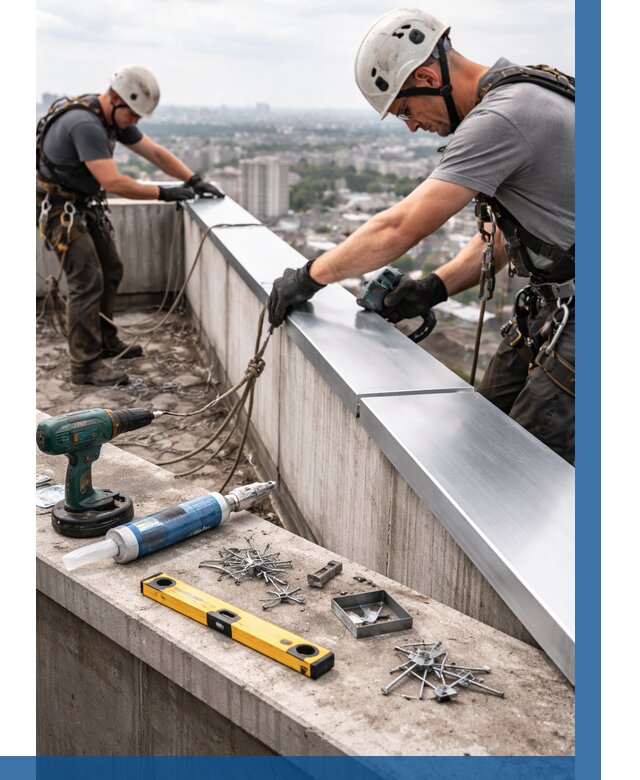 Монтаж парапетных крышек в Новоуральске от 817 р. | ВЫСОТНИК-Нву