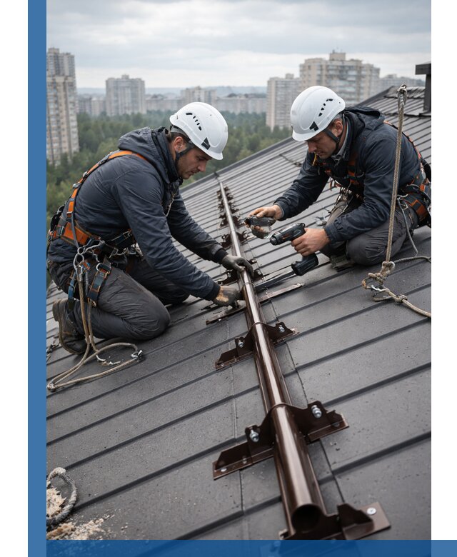 Монтаж снегозадержателей на кровле зданий в Новоуральске под ключ