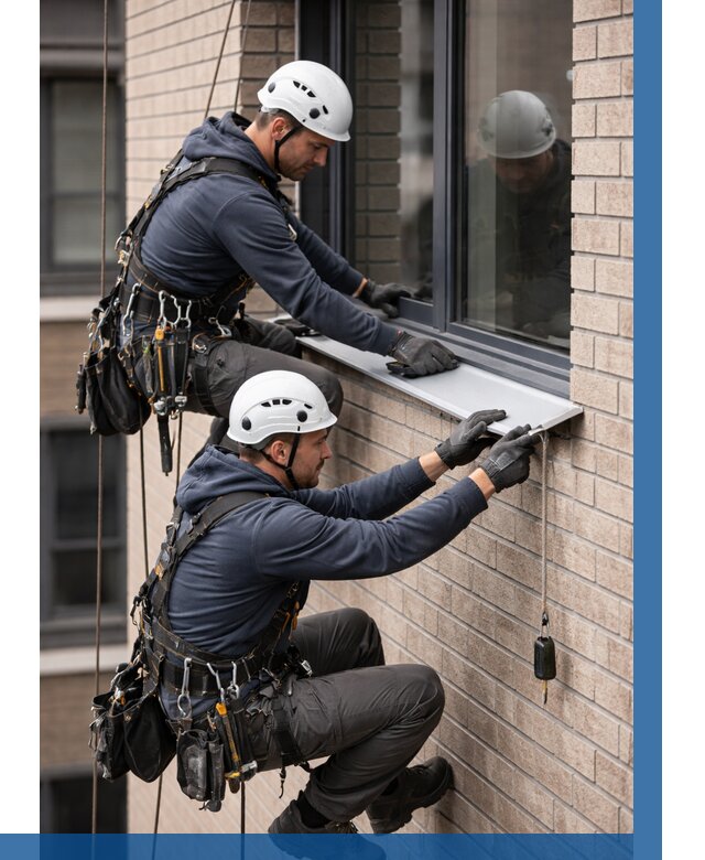 Монтаж оконных отливов под ключ в Новоуральске от 3573 р. | ВЫСОТНИК-Нву