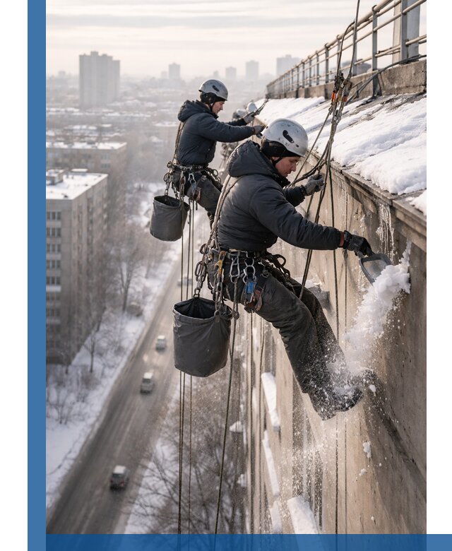 Очистка карнизов от снега в Новоуральске профессионально и безопасно
