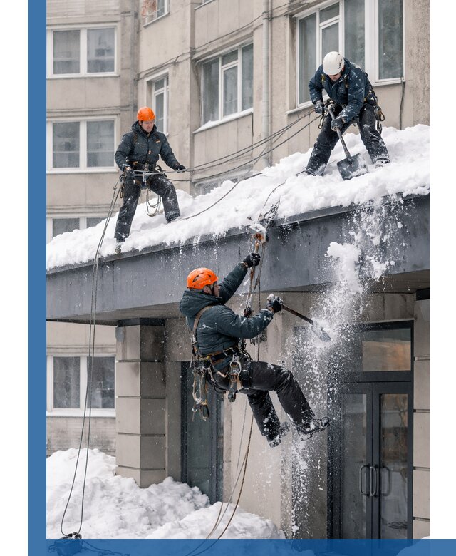 Безопасная очистка навесов от снега в Новоуральске круглогодично