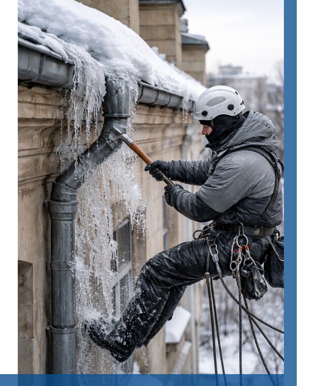 Очистка водостоков от льда в Новоуральске от 3573 р. | ВЫСОТНИК-Нву