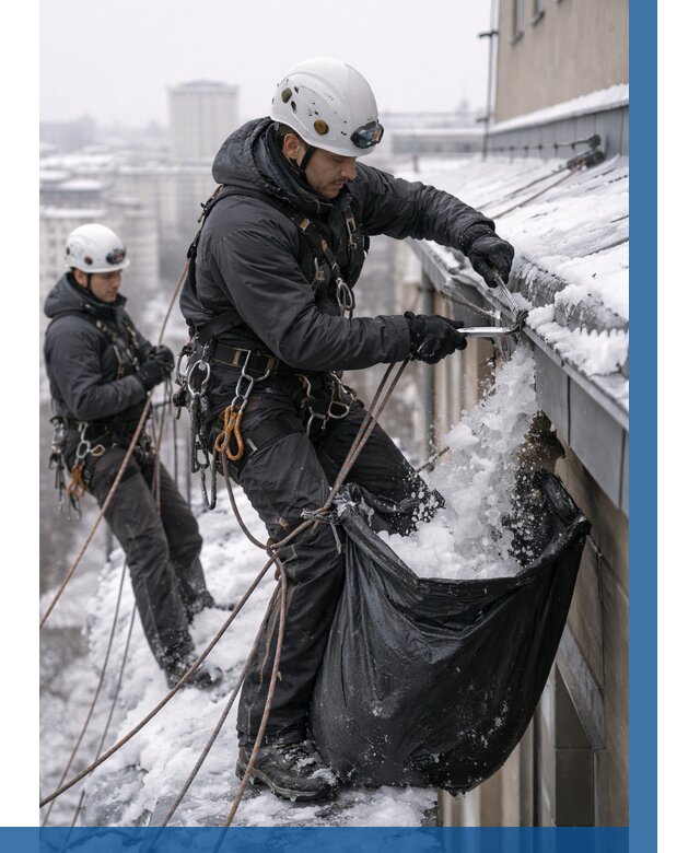 Аварийная очистка крыши в Новоуральске под ключ от 306 р. | ВЫСОТНИК-Нву