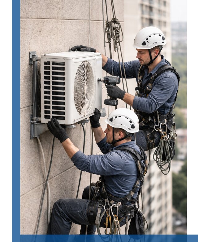 Монтаж внешнего блока кондиционера в Новоуральске установка и крепление