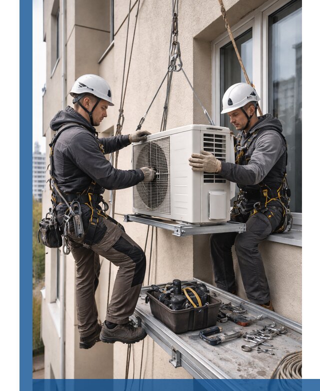 Перенос внешнего блока кондиционера в Новоуральске с монтажом и крепежом