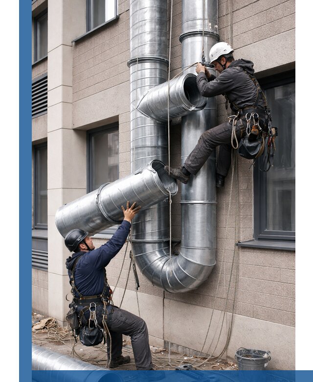 Монтаж фасадных воздуховодов в Новоуральске с герметизацией и крепежом