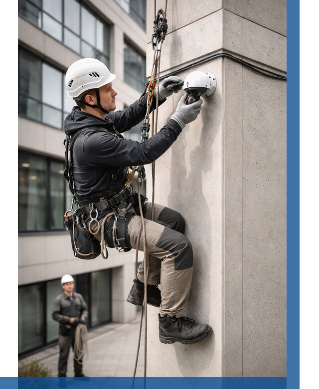 Монтаж камер видеонаблюдения на фасаде в Новоуральске от 8677 р.-ВЫСОТНИК-Нву