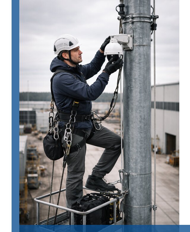 Профессиональная установка видеокамер на мачте в Новоуральске