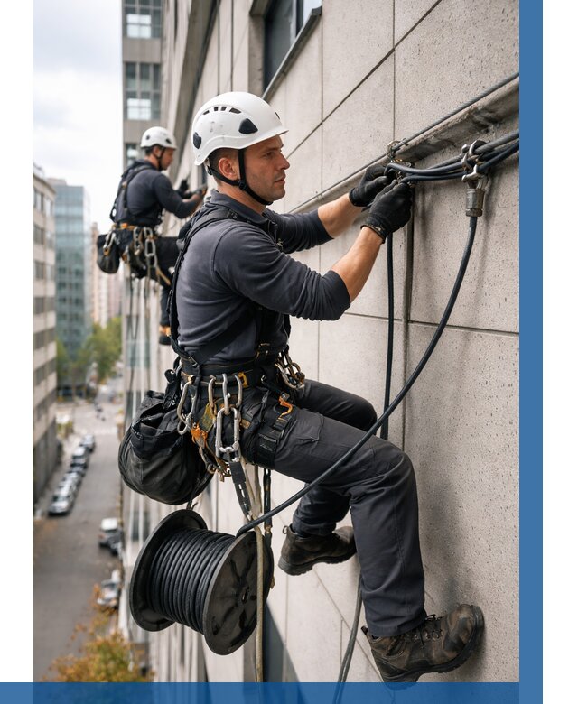 Прокладка кабеля по фасаду в Новоуральске от 357 р. | ВЫСОТНИК-Нву