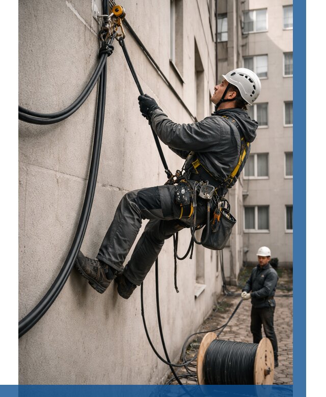 Протяжка кабеля питания на высоте в Новоуральске от 459 р. | ВЫСОТНИК-Нву