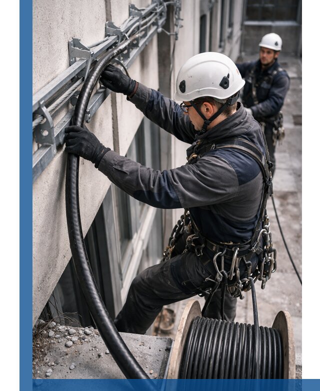 Протяжка кабеля питания на высоте в Новоуральске с гарантией безопасности и качества