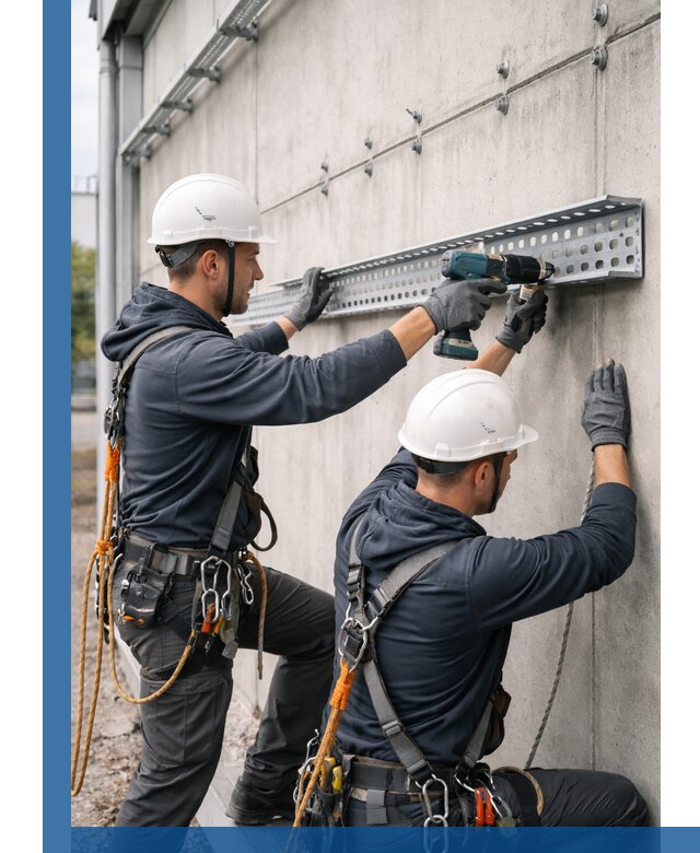 Монтаж кабельных лотков на фасаде зданий в Новоуральске с гарантией