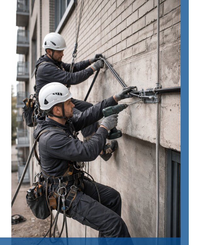 Крепление кабеля на фасаде в Новоуральске от 357 р. | ВЫСОТНИК-Нву