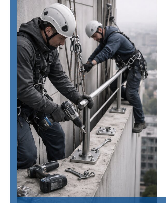 Монтаж перил на высоте в Новоуральске для жилых и промобъектов