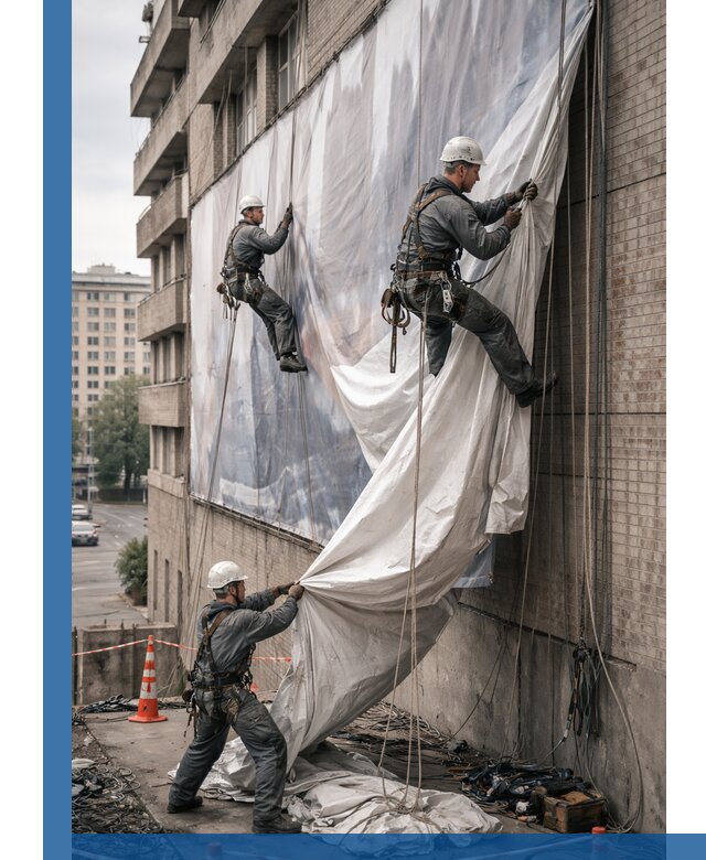 Демонтаж баннеров с фасада в Новоуральске оперативно и безопасно