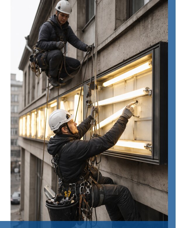 Замена ламп в вывеске в Новоуральске под ключ от 3573 р. | ВЫСОТНИК-Нву