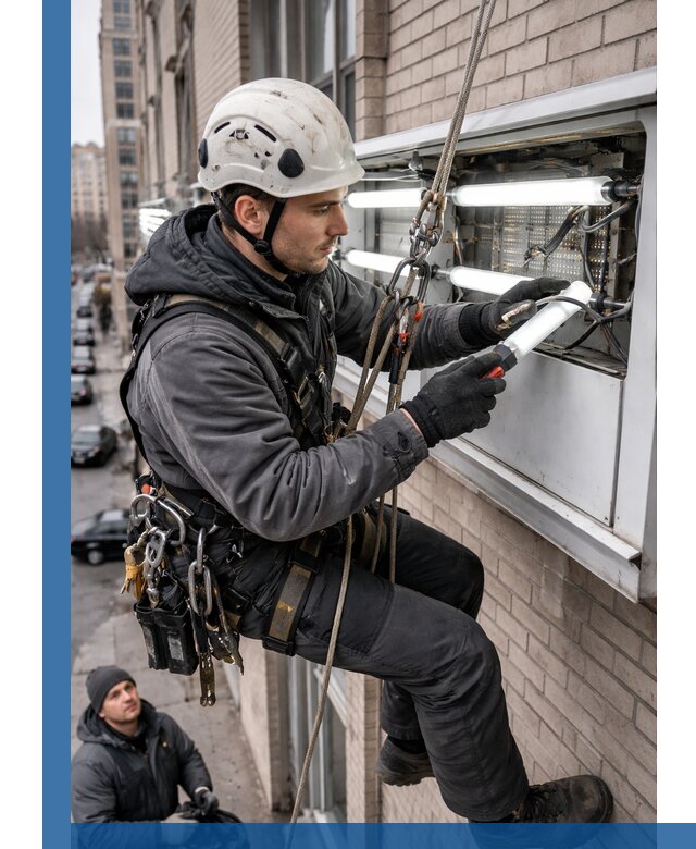 Профессиональная замена ламп в наружной вывеске в Новоуральске