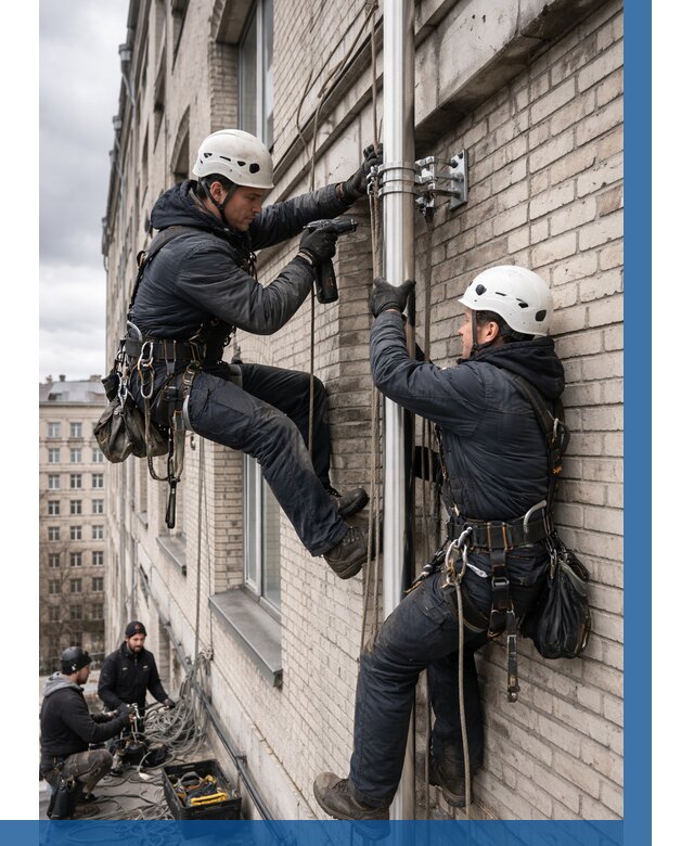 Монтаж флагштока на здании в Новоуральске от 6635 р. | ВЫСОТНИК-Нву