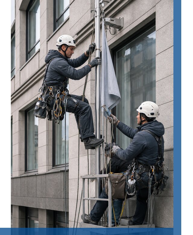 Установка флагов на фасаде в Новоуральске от 4594 р. | ВЫСОТНИК-Нву