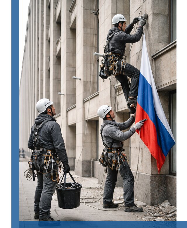 Профессиональная установка флагов на фасаде в Новоуральске