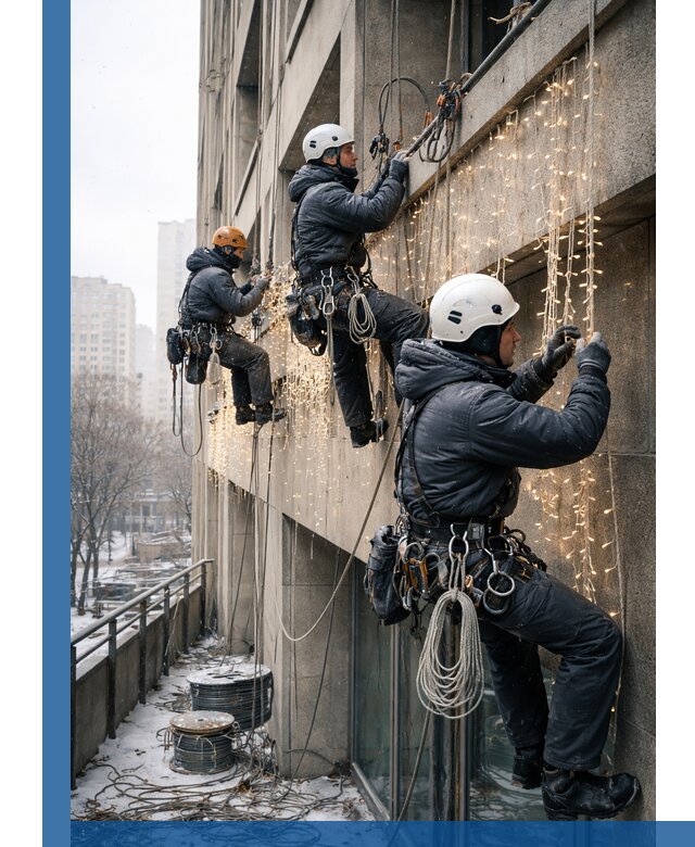 Монтаж новогодней иллюминации и украшение фасадов в Новоуральске