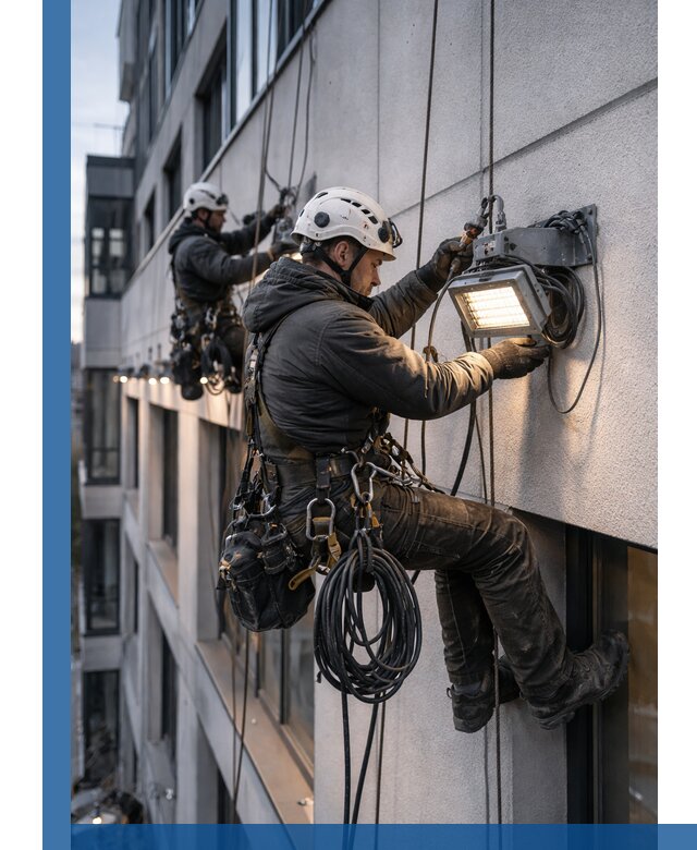 Монтаж фасадного освещения в Новоуральске установка и подключение