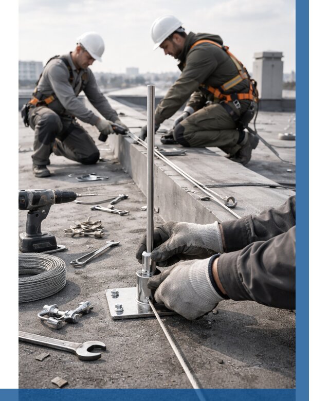 Монтаж молниезащиты на кровле в Новоуральске цена от 25520 р. | ВЫСОТНИК-Нву