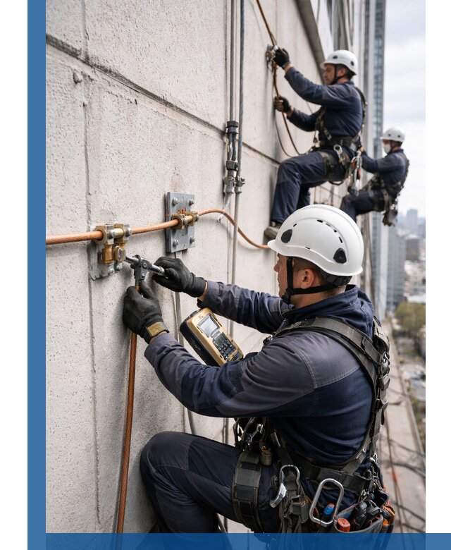 Монтаж системы заземления здания и молниезащиты в Новоуральске