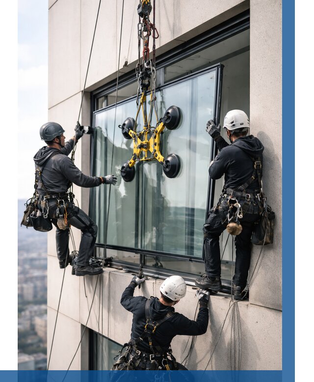 Монтаж стеклопакетов на высоте в Новоуральске от 3267 р. | ВЫСОТНИК-Нву